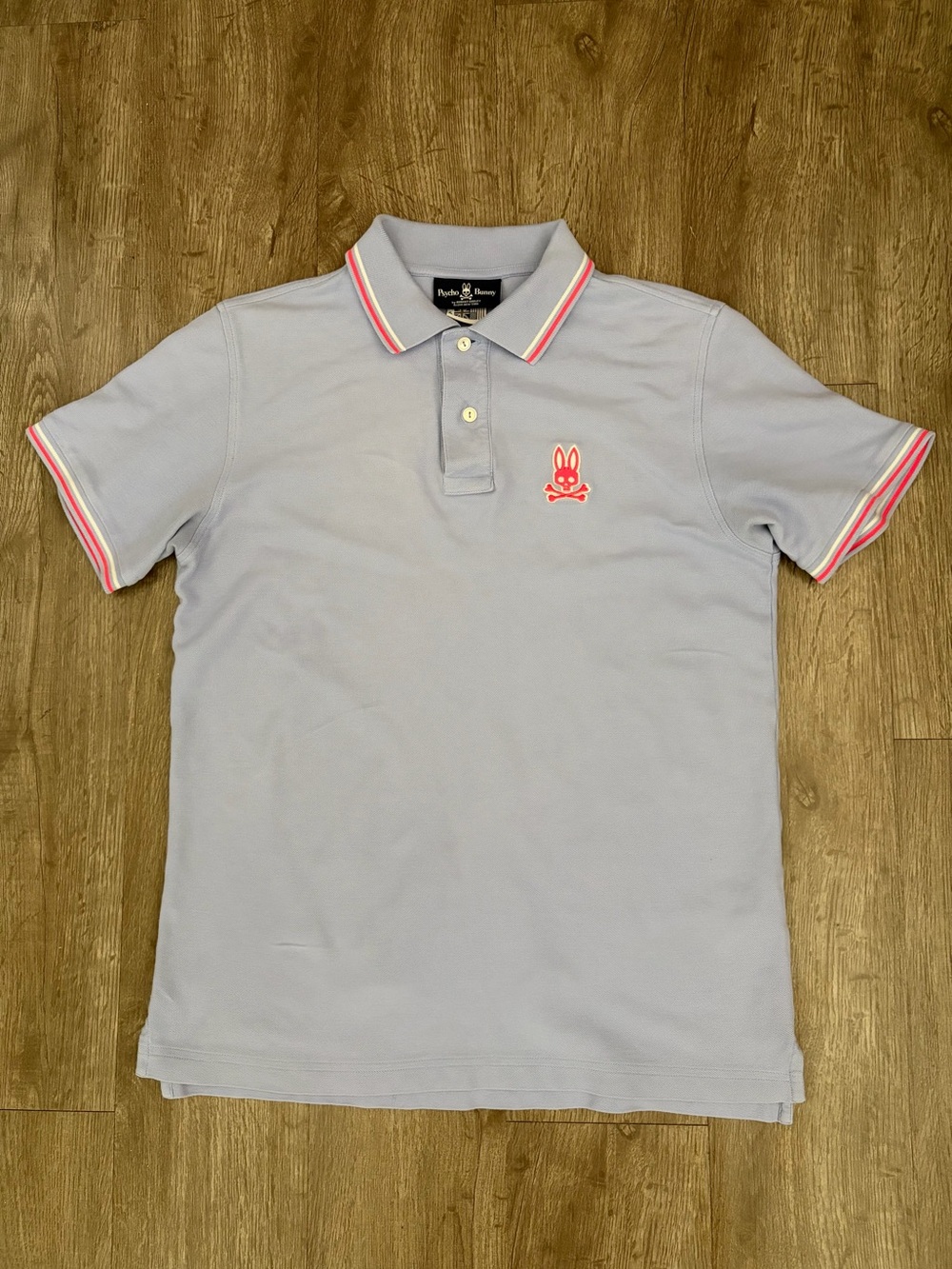 Psycho Bunny Tipped Collar Polo Men's Size 5 (Medium) Light Blue Pima Cotton
